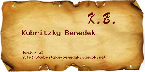 Kubritzky Benedek névjegykártya