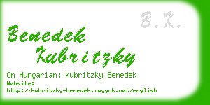 benedek kubritzky business card